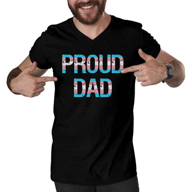Proud Dad Transgender Trans Pride Flag Lgbt Fathers Day Men V-Neck Tshirt