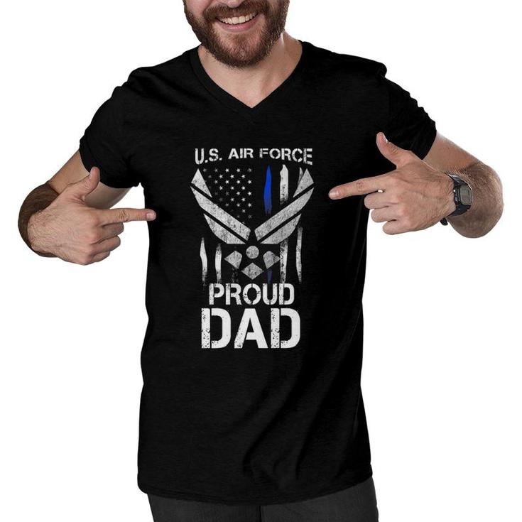Proud Dad US Air Force Stars Air Force Family Party Gift  Men V-Neck Tshirt