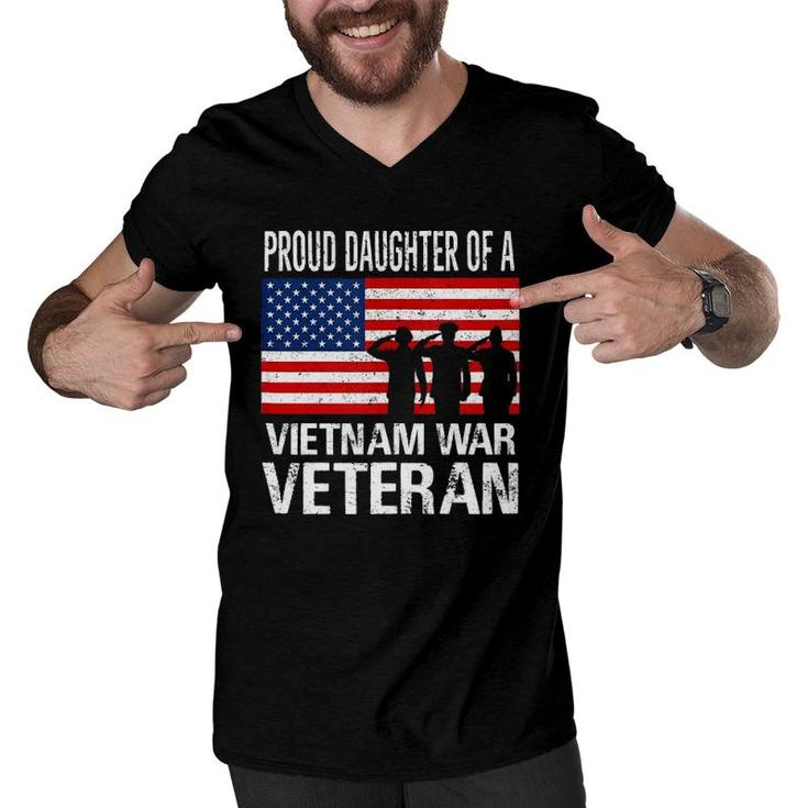 Proud Daughter Vietnam War Veteran For Matching With Dad Vet  Men V-Neck Tshirt
