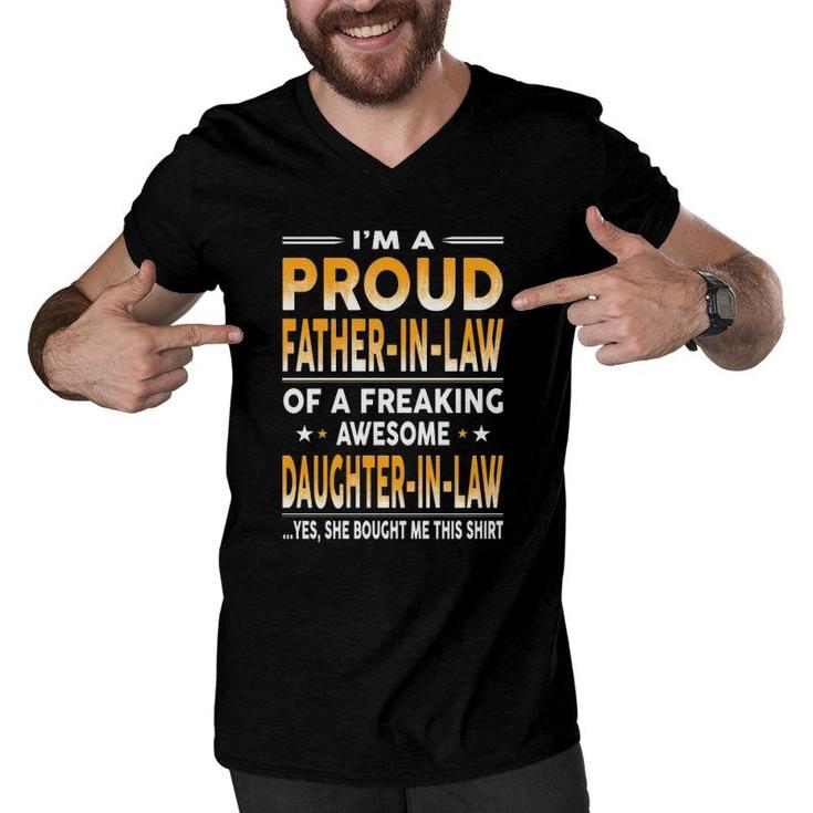 Proud Father In Law Of A Freaking Awesome Daughter In Law Essential Men V-Neck Tshirt