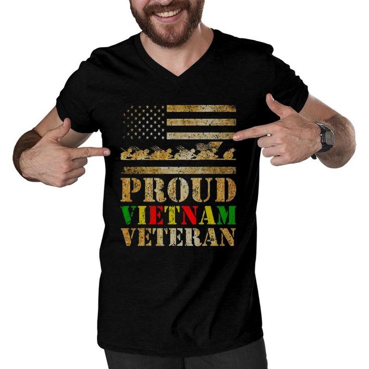 Proud Vietnam Veteran Day Gift For Dad From Son Daughter Men V-Neck Tshirt