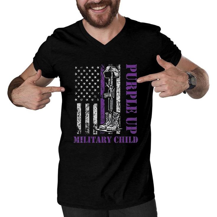 Purple Up Military Kids Month Of Military Child Retro  Men V-Neck Tshirt