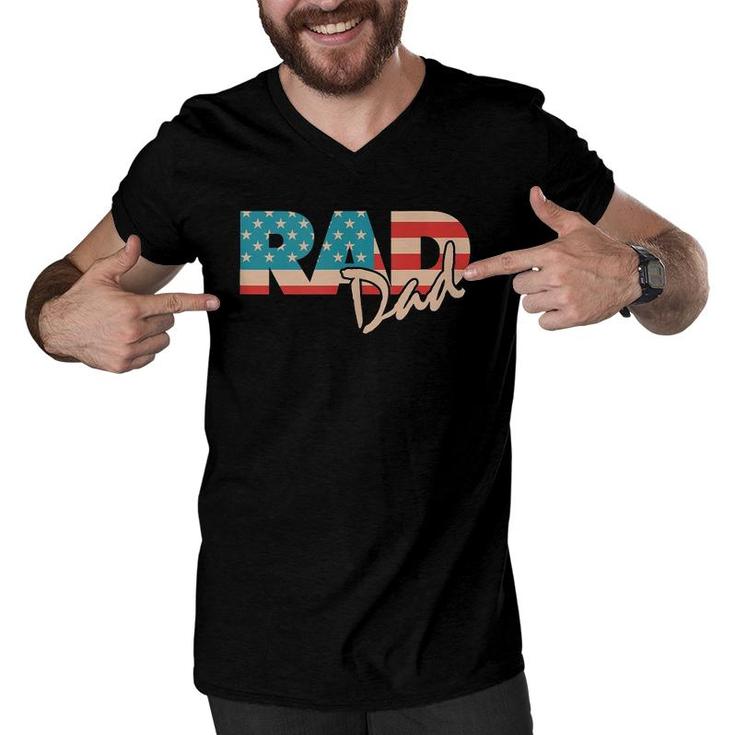Rad Dad 1990'S Retro Gift For Farther  Men V-Neck Tshirt