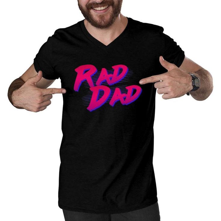 Rad Dad Retro Gift Men V-Neck Tshirt