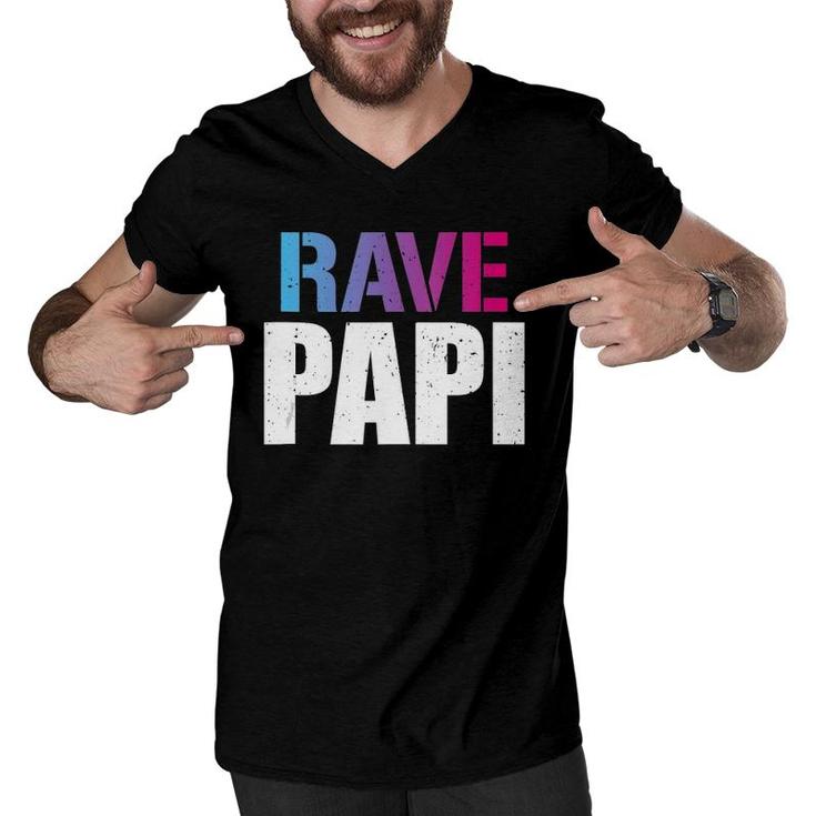 Rave Papi Edm Music Festival Raver Daddy Father's  Men V-Neck Tshirt