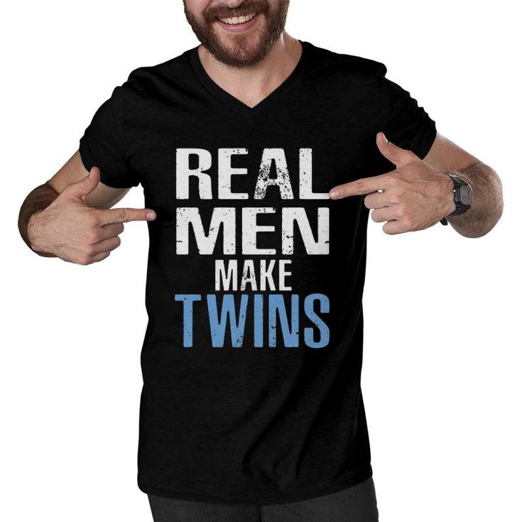 Real Men Make Twins Gift For Father Essential Men V-Neck Tshirt