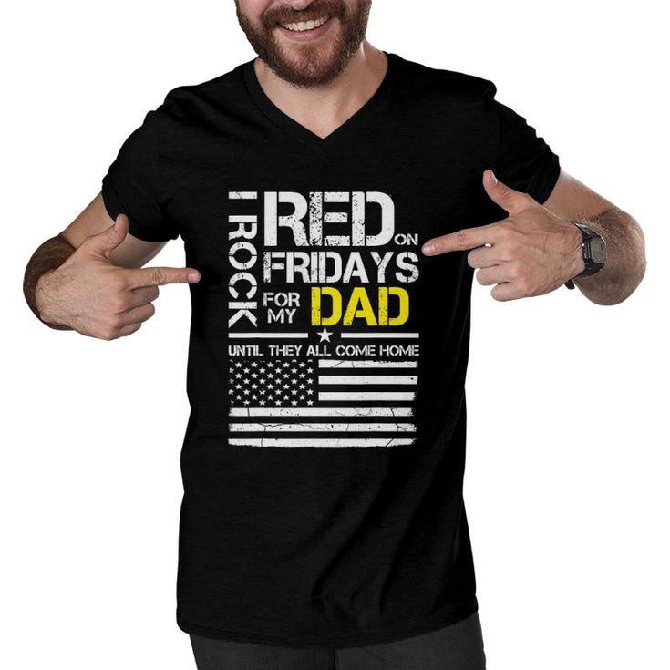Red Friday Military Son Gift Wear Red For My Dad Men V-Neck Tshirt
