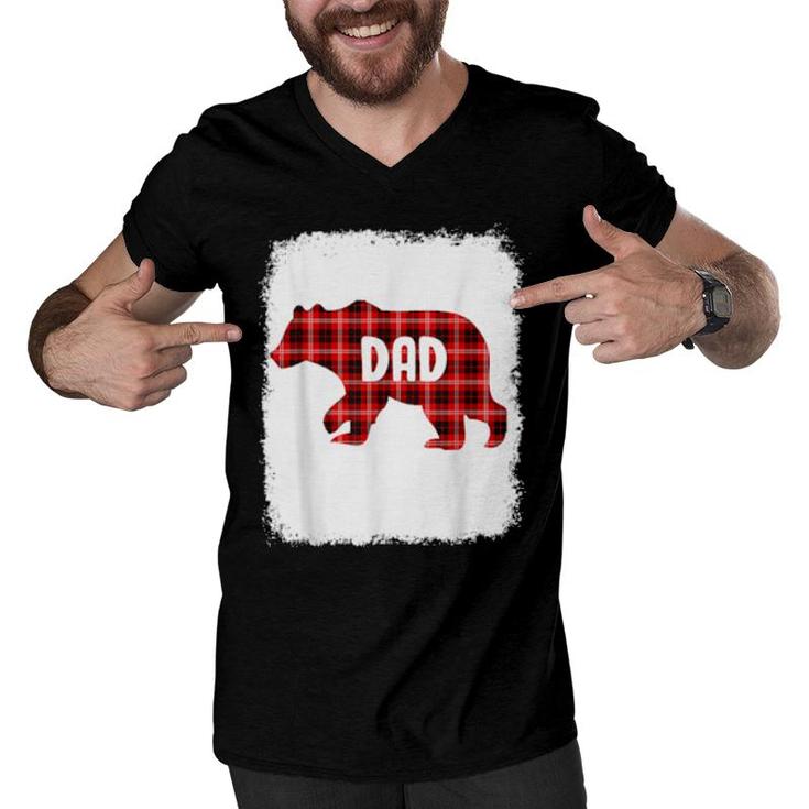 Red Plaid Dad Buffalo Matching Family Papa Pajama Christmas  Men V-Neck Tshirt