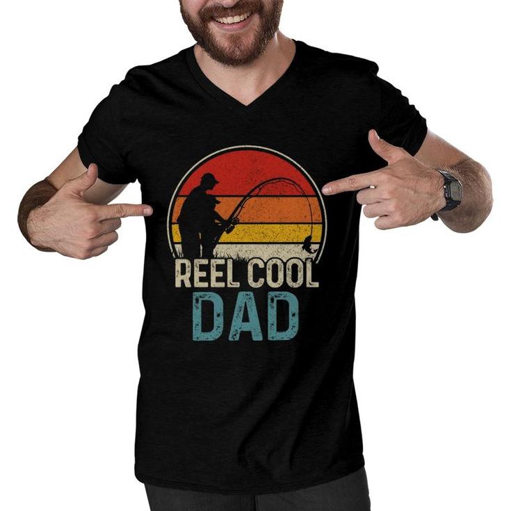 Reel Cool Dad Funny Fishing Fisherman Father's Day Gift  Men V-Neck Tshirt