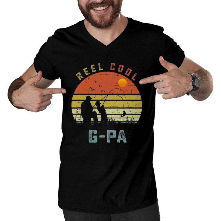 Reel Cool G-Pa Fishing Grandpa Gifts Father's Day Fisherman Men V-Neck Tshirt