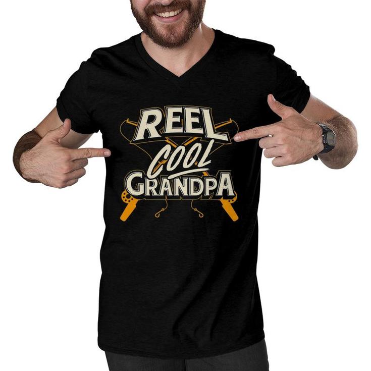 Reel Cool Grandpa Fishing Granddad Gift Men V-Neck Tshirt
