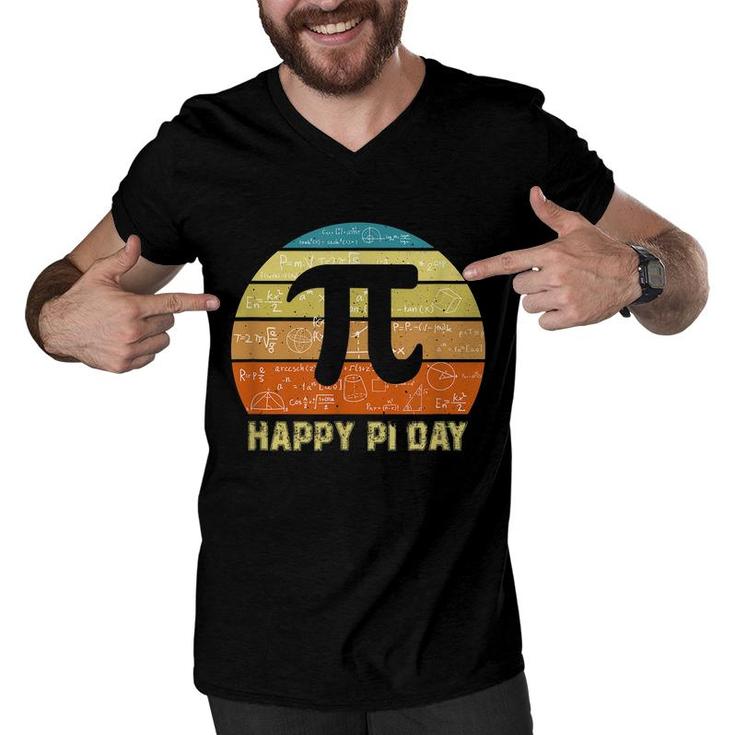 Retro Vintage Happy Pi Day Math Teacher Students Kids 314  Men V-Neck Tshirt