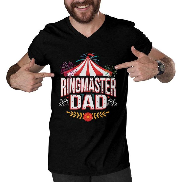 Ringmaster Dad  Circus Carnival Children Birthday Party Men V-Neck Tshirt