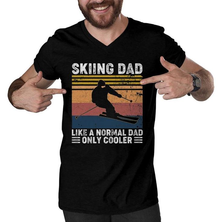 Skiing Dad Like A Normal Dad Only Cooler Vintage Men V-Neck Tshirt