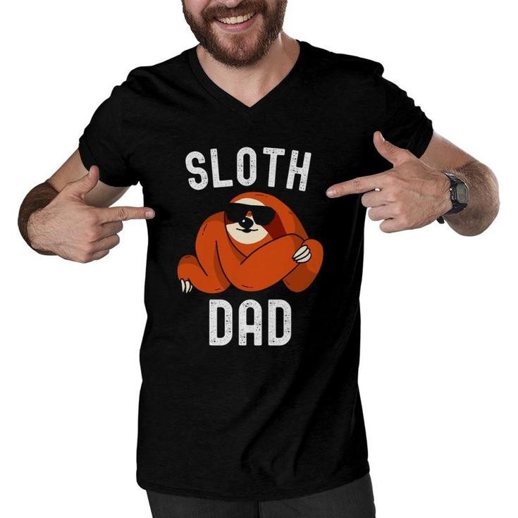 Sloth Dad Father's Day Men Sloth Daddy Funny Sloth Lover Lazy Men V-Neck Tshirt