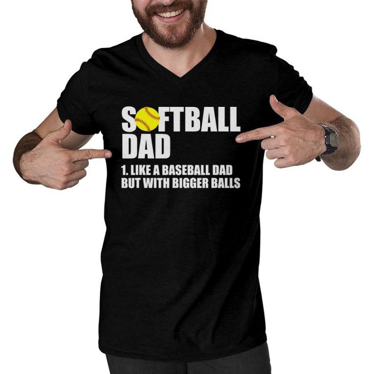 Softball Dad Definition Funny Men V-Neck Tshirt