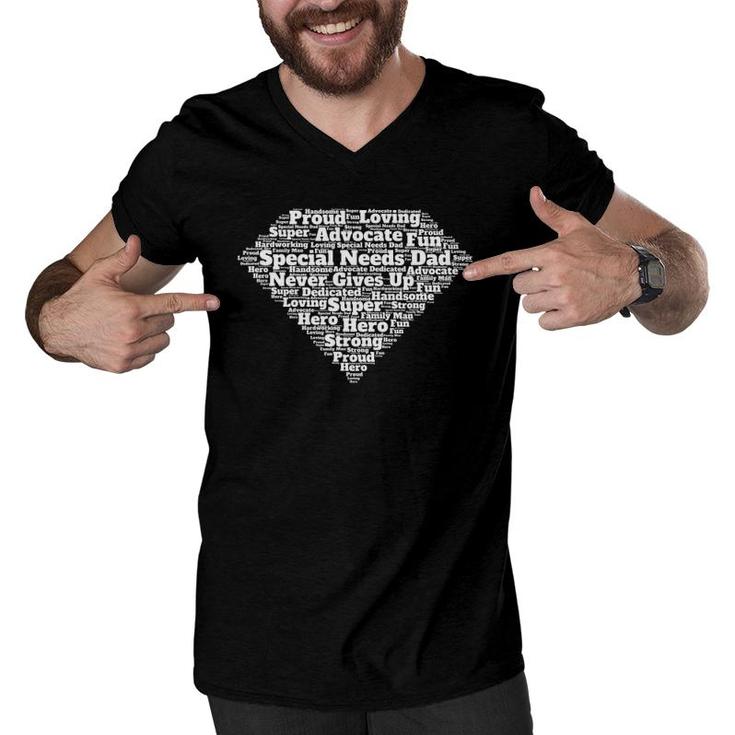 Special Needs Dad Superhero Father Gift Men V-Neck Tshirt