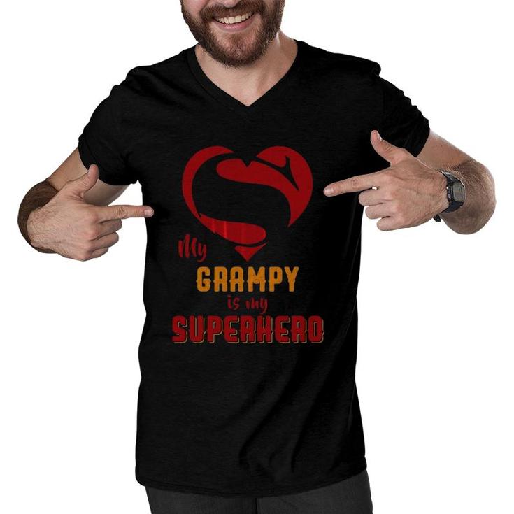 Super Grampy Superhero Grampy Gift Mother Father Day Men V-Neck Tshirt