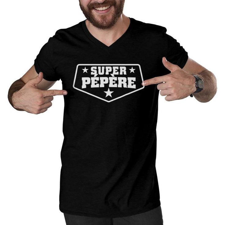 Super Pepere  For French Grandpa Men V-Neck Tshirt