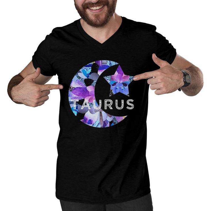 Taurus Gift Zodiac Birthday Astrology Star Moon Sun Sign Dad  Men V-Neck Tshirt