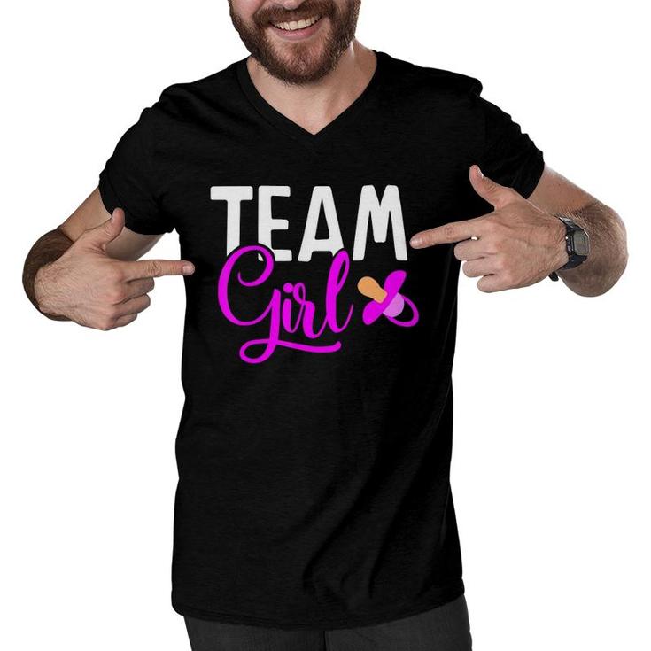 Team Girl Gender Reveal Gift For Mother And Daddy Men V-Neck Tshirt