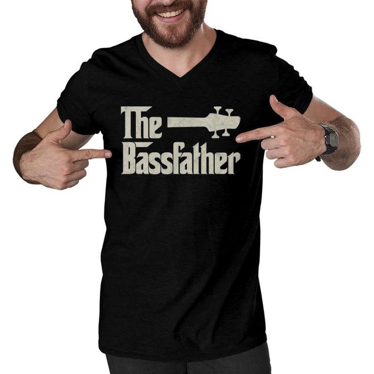 The Bassfather - Distressed Bass Player Dad Father's Day Men V-Neck Tshirt
