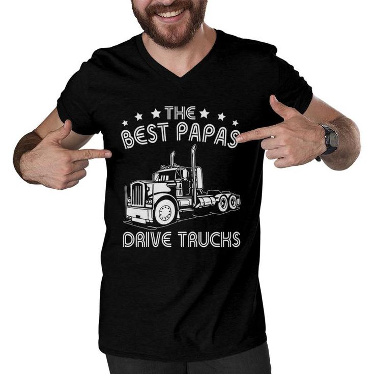 The Best Papas Drive Trucks Happy Trucker Father's Day Men V-Neck Tshirt