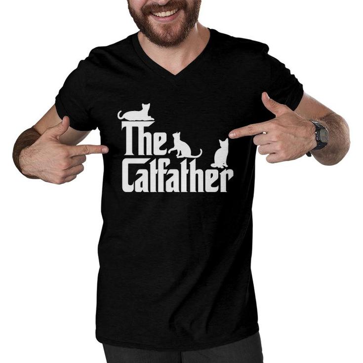 The Catfather Funny Cat Dad Cat Lover Gifts For Men Men V-Neck Tshirt