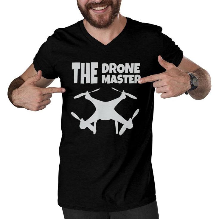 The Drone Mastergift Flying Drones Pilot Dad Son Men V-Neck Tshirt