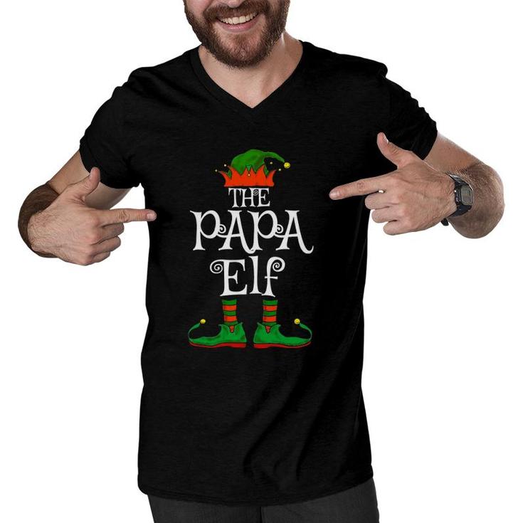 The Papa Elf Family Matching Funny Christmas Gift Dad Men Men V-Neck Tshirt
