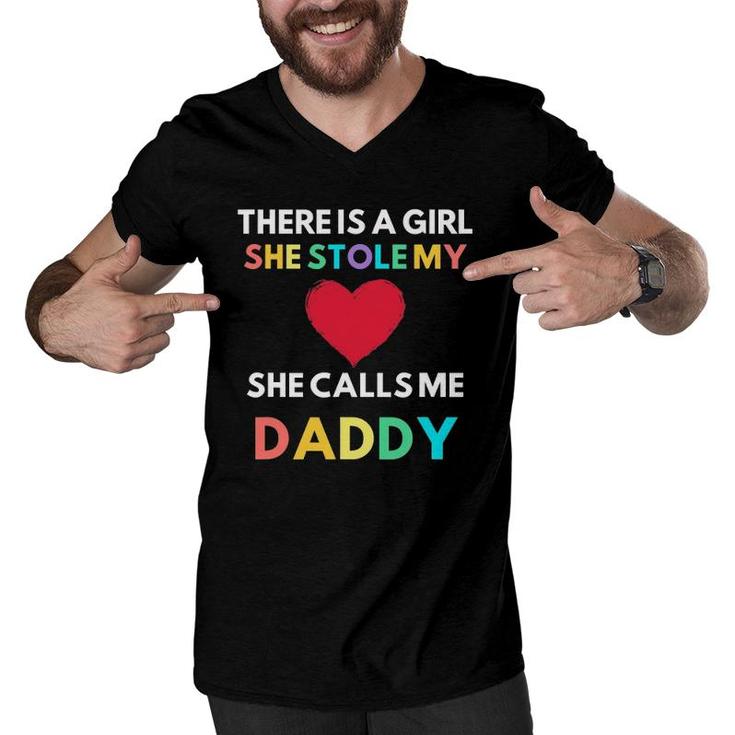 There Is A Girl She Stole My Heart She Calls Me Daddy Men V-Neck Tshirt