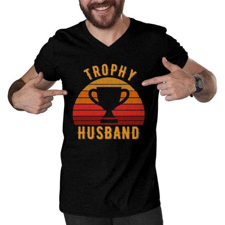 Trophy Husband Funny Design For Cool Father Or Dad Men V-Neck Tshirt