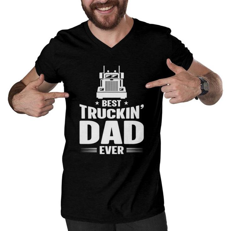 Trucker Best Trucking Dad Ever Men V-Neck Tshirt