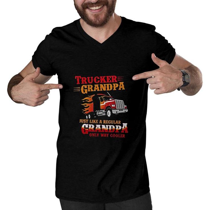 Trucker Grandpa Way Cooler Granddad Men V-Neck Tshirt