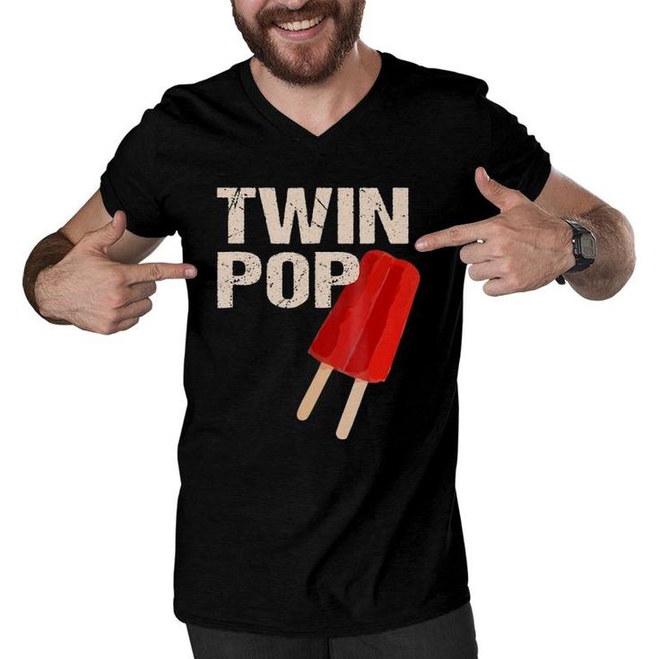 Twin Pop  Gift For Grandpa Twins Dadfather's Day Men V-Neck Tshirt