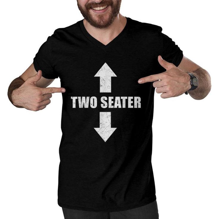 Two Seater 2 Seater Distressed Funny Gag Dad Joke Novelty Men V-Neck Tshirt