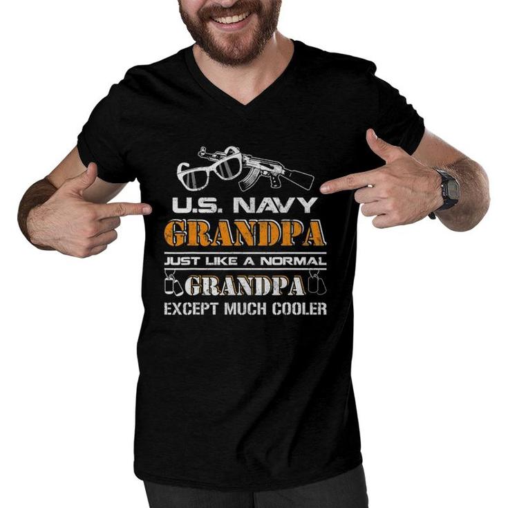 Us Navy Grandpa Granpa Except Much Cooler Men V-Neck Tshirt