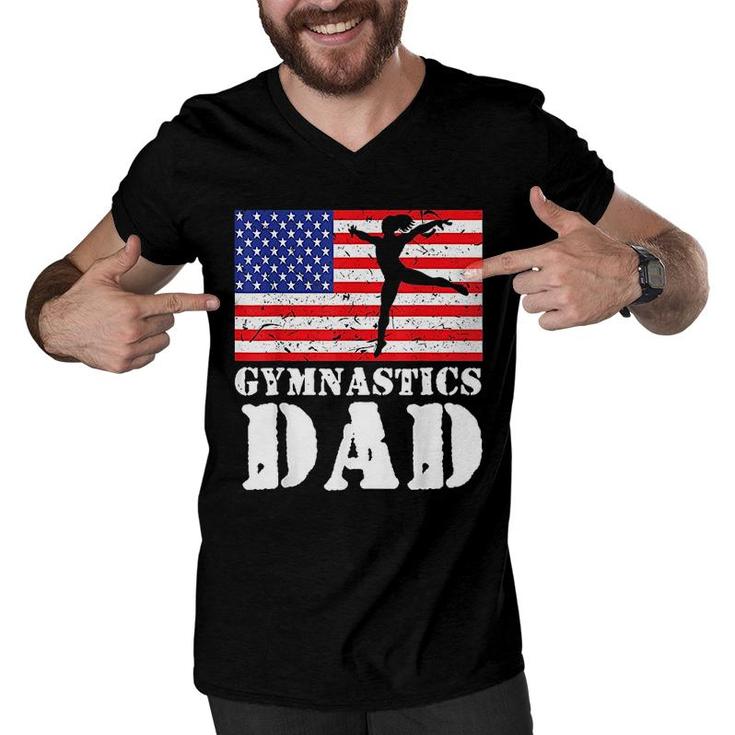 Usa American Gymnastics Dad Men V-Neck Tshirt
