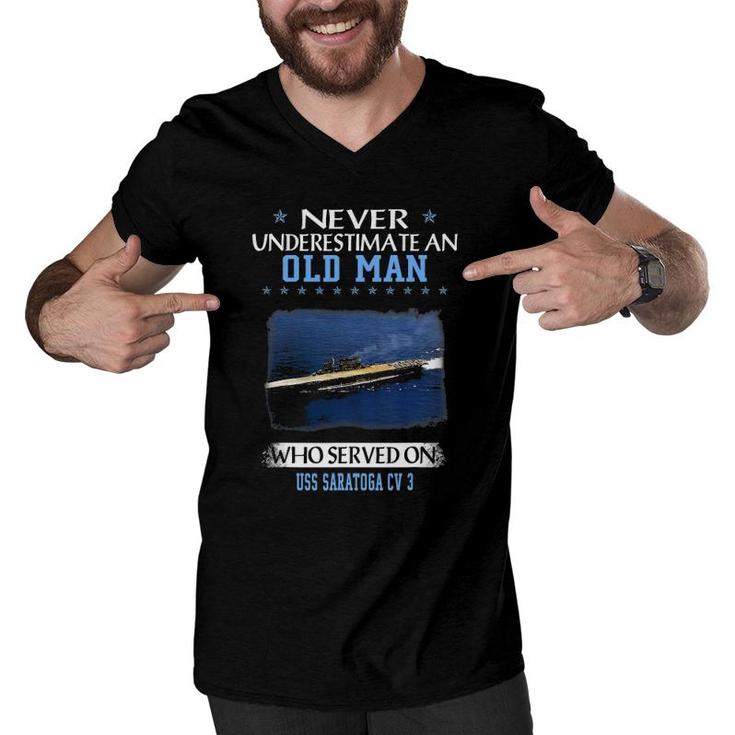 Uss Saratoga Cv-3 Veterans Day Father Day Men V-Neck Tshirt