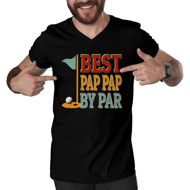Vintage Best Pap Pap By Par Golf Father's Day Papa Grandpa Men V-Neck Tshirt
