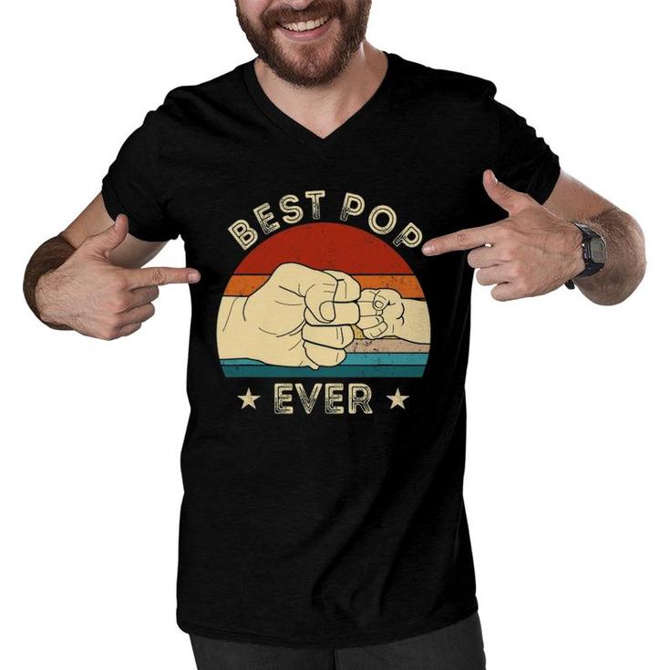 Vintage Best Pop Ever Fist Bump Father's Day Gifts Grandpa Men V-Neck Tshirt