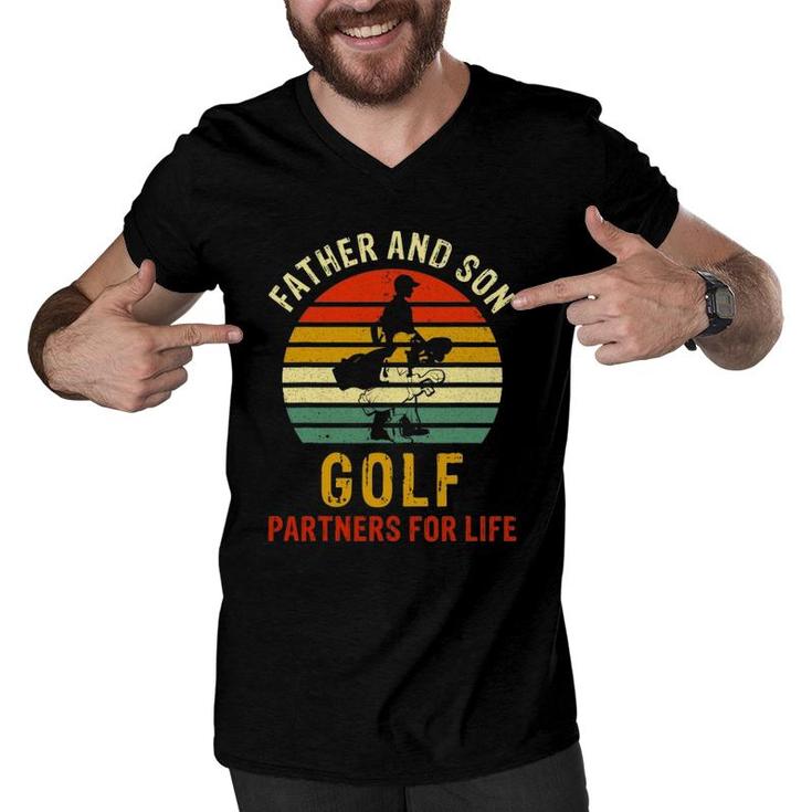 Vintage Dad And Son Golf Partners For Life Father's Day Men V-Neck Tshirt