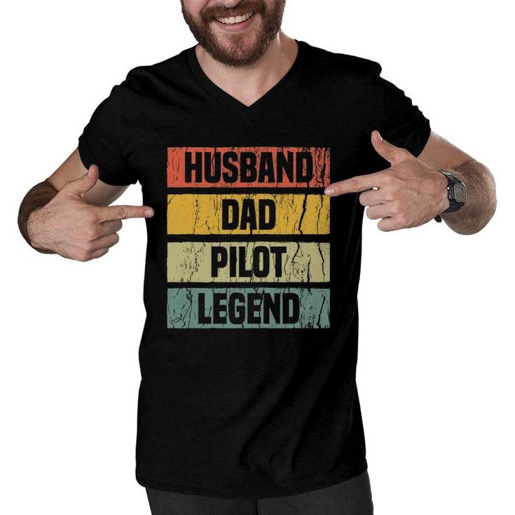 Vintage Pilot Dad Husband Aviation Airplane S For Men Men V-Neck Tshirt