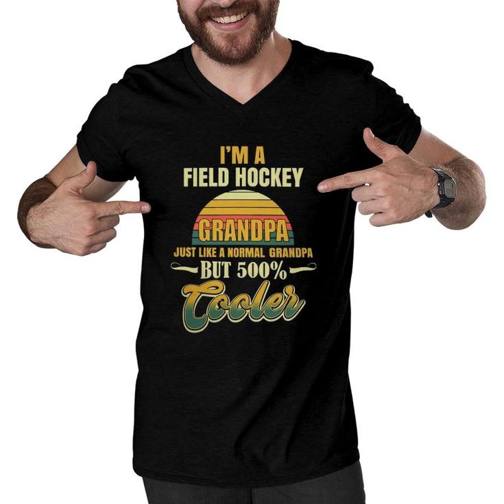 Vintage Retro Field Hockey Grandpa Men V-Neck Tshirt