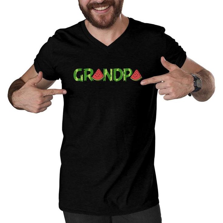 Watermelon Grandpa Men V-Neck Tshirt