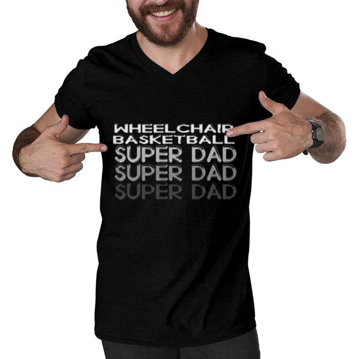 Wheelchair Basketball Super Dad Men V-Neck Tshirt