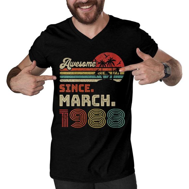 Womens 34 Year Old Awesome Since March 1988 34Th Birthday  Men V-Neck Tshirt