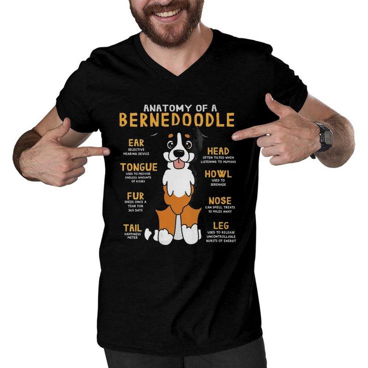 Womens Bernedoodle Anatomy Funny Dog Mom Dad Cute Gift V-Neck Men V-Neck Tshirt