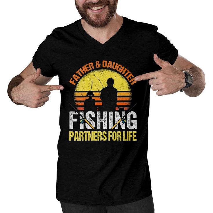 Womens Fisherman Dad And Daughter Fishing Partners For Life V Neck Men V-Neck Tshirt