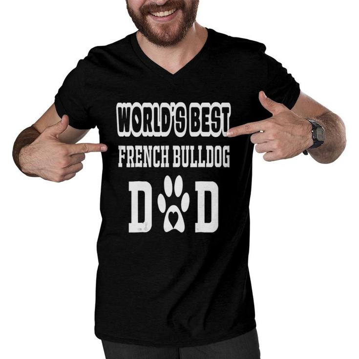 World's Best French Bulldog Dad Dog Lover Men V-Neck Tshirt
